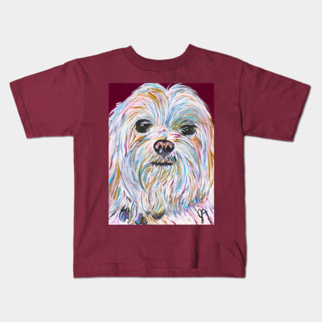 Maltese dog Kids T-Shirt by Jeneralarts